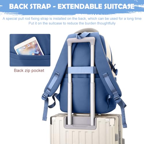 PALAY® Girls Backpack School with Small Zipper Pouch Fashion Blue Nylon Padded Shoulder Straps Handle Design Multi Compartment Large Camping Travel 2 PCS PALAY® Girls Backpack School with Small Zipper Pouch Fashion Blue Nylon Padded Shoulder Straps Handle Design Multi Compartment Large Camping Travel 2 PCS